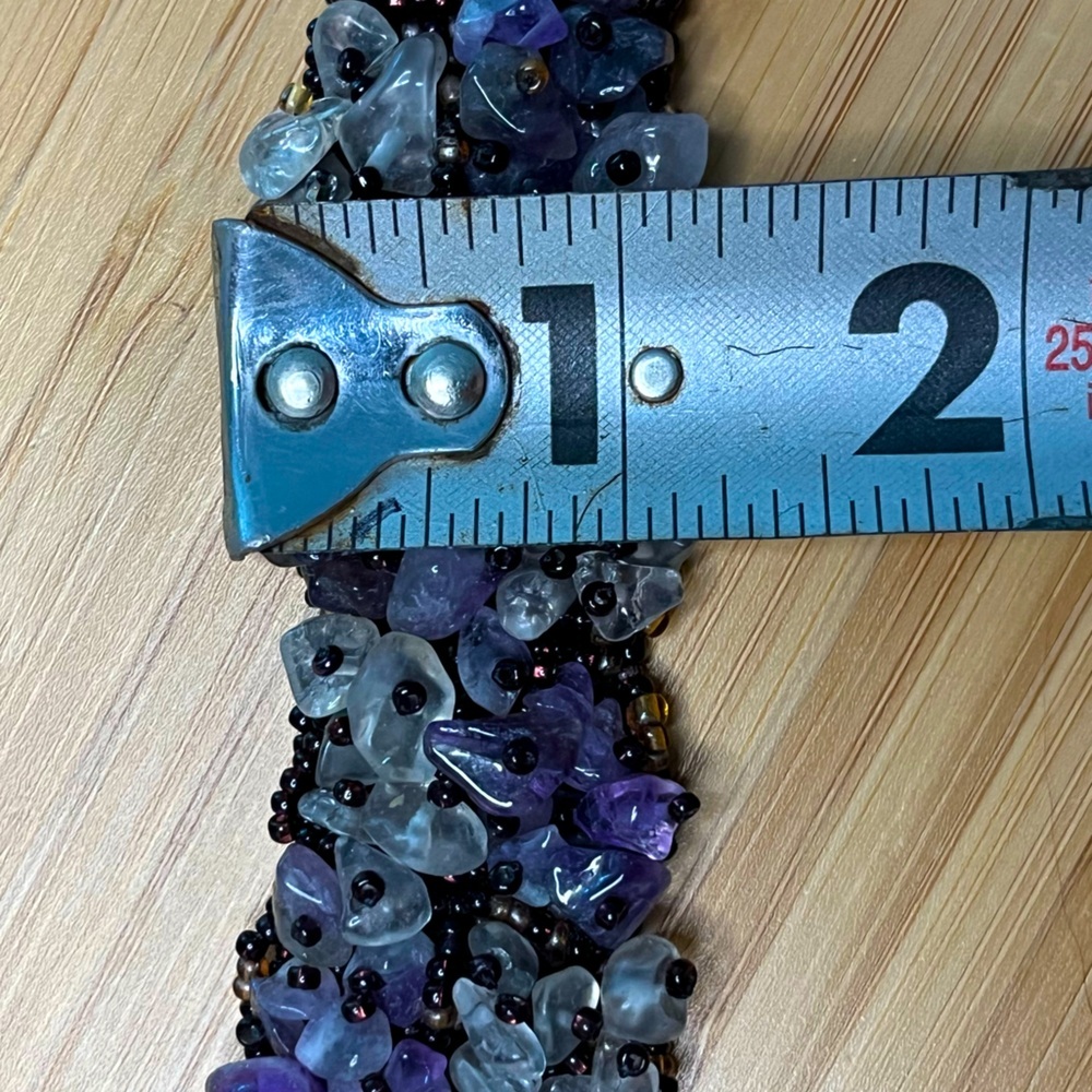 Vintage beaded amethyst quartz bracelet, 7” - Picture 8 of 10